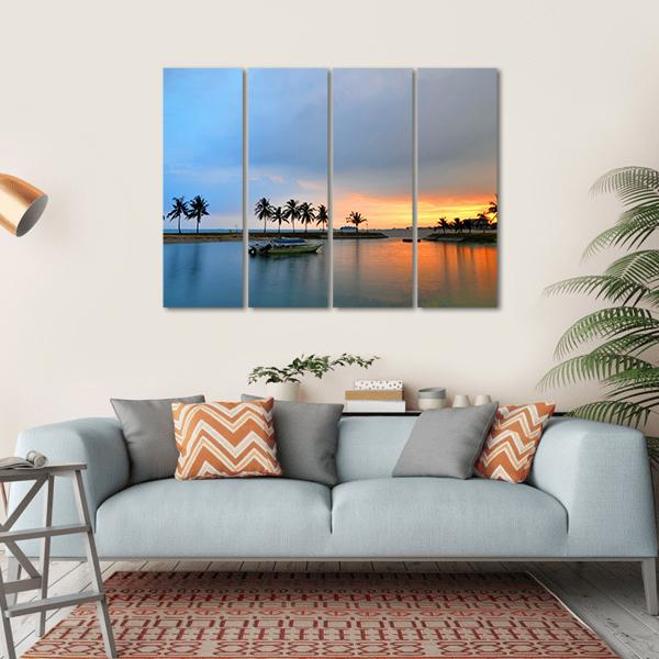 Tropical Trees In Formation And Wonder Reflections Canvas Wall Art-4 Horizontal-Gallery Wrap-34" x 24"-Tiaracle