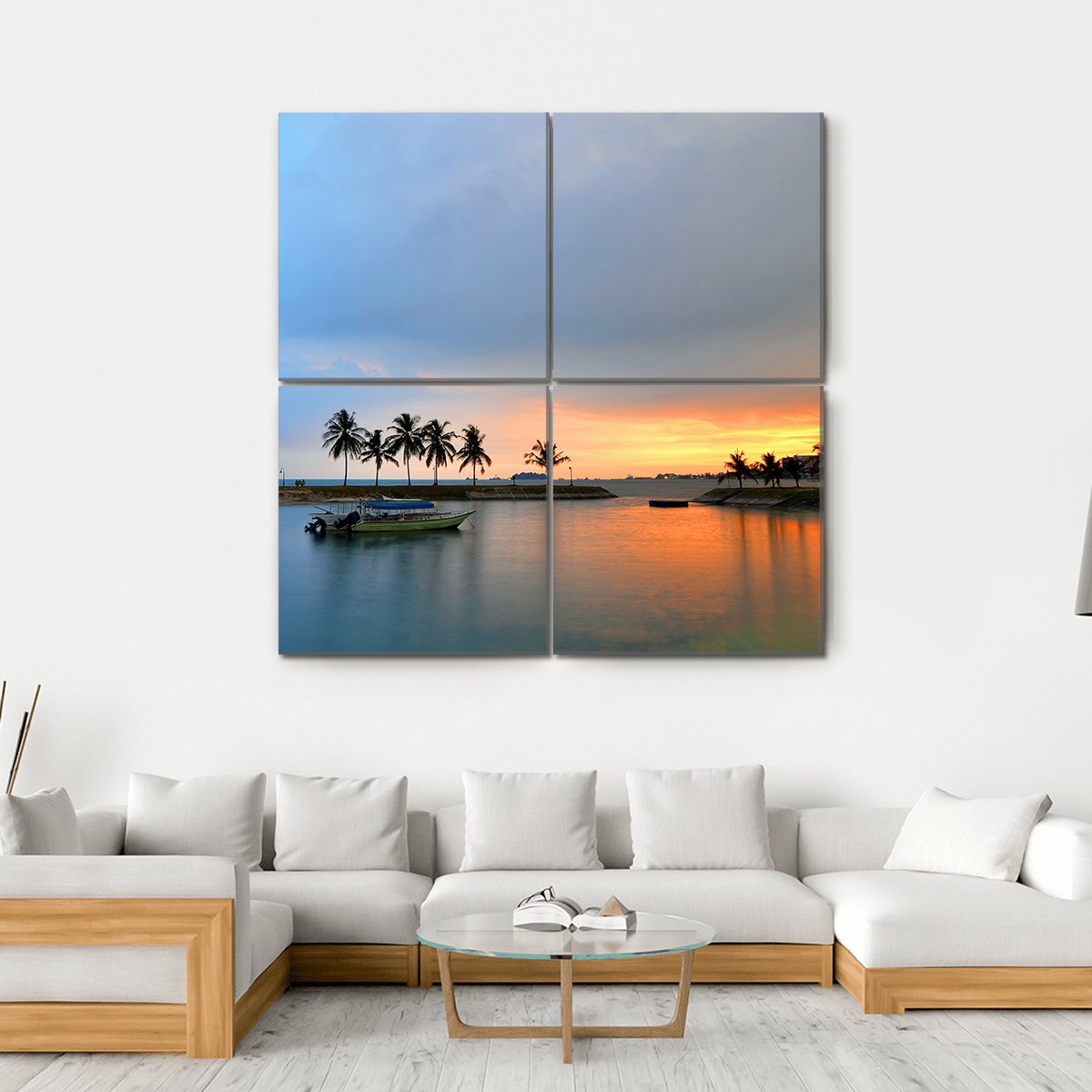 Tropical Trees In Formation And Wonder Reflections Canvas Wall Art-4 Square-Gallery Wrap-17" x 17"-Tiaracle