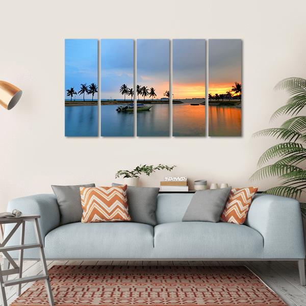 Tropical Trees In Formation And Wonder Reflections Canvas Wall Art-5 Horizontal-Gallery Wrap-22" x 12"-Tiaracle
