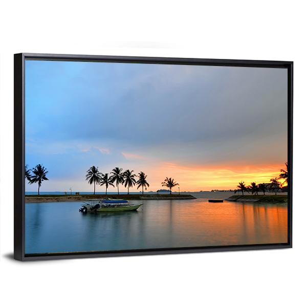 Tropical Trees In Formation And Wonder Reflections Canvas Wall Art-3 Horizontal-Gallery Wrap-25&quot; x 16&quot;-Tiaracle