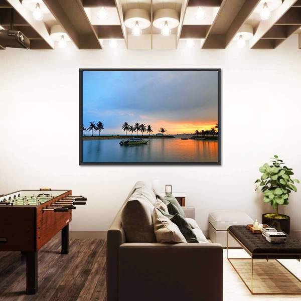 Tropical Trees In Formation And Wonder Reflections Canvas Wall Art-3 Horizontal-Gallery Wrap-25" x 16"-Tiaracle
