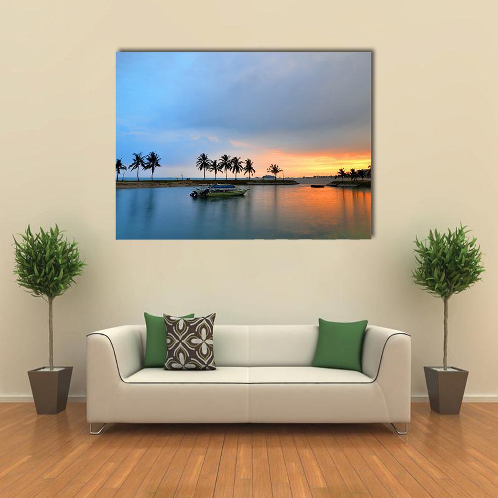 Tropical Trees In Formation And Wonder Reflections Canvas Wall Art-1 Piece-Gallery Wrap-48" x 32"-Tiaracle