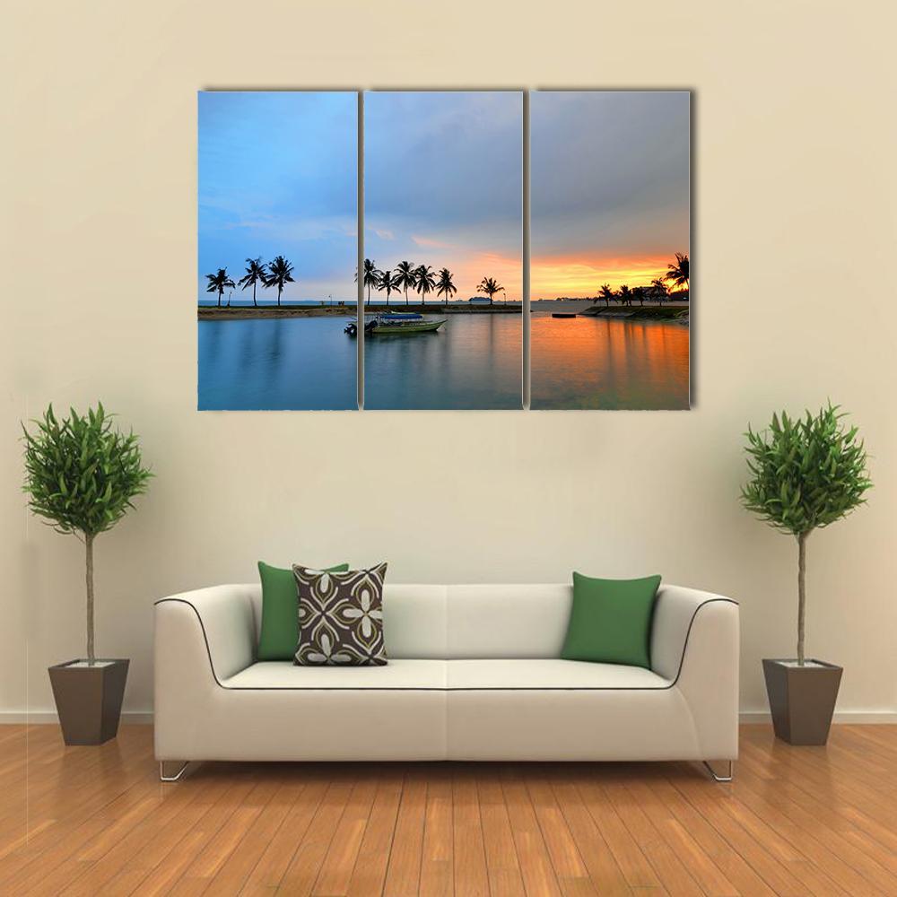 Tropical Trees In Formation And Wonder Reflections Canvas Wall Art-3 Horizontal-Gallery Wrap-37&quot; x 24&quot;-Tiaracle