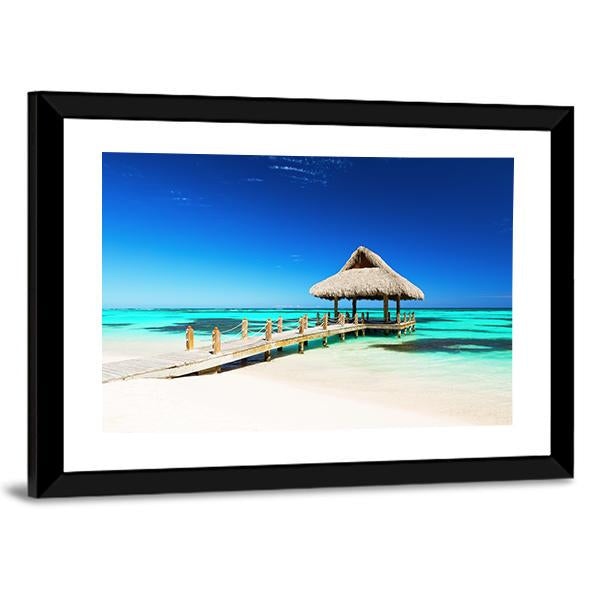 Tropical white Sandy Beach In Punta Cana Panoramic Canvas Wall Art-1 Piece-36" x 12"-Tiaracle