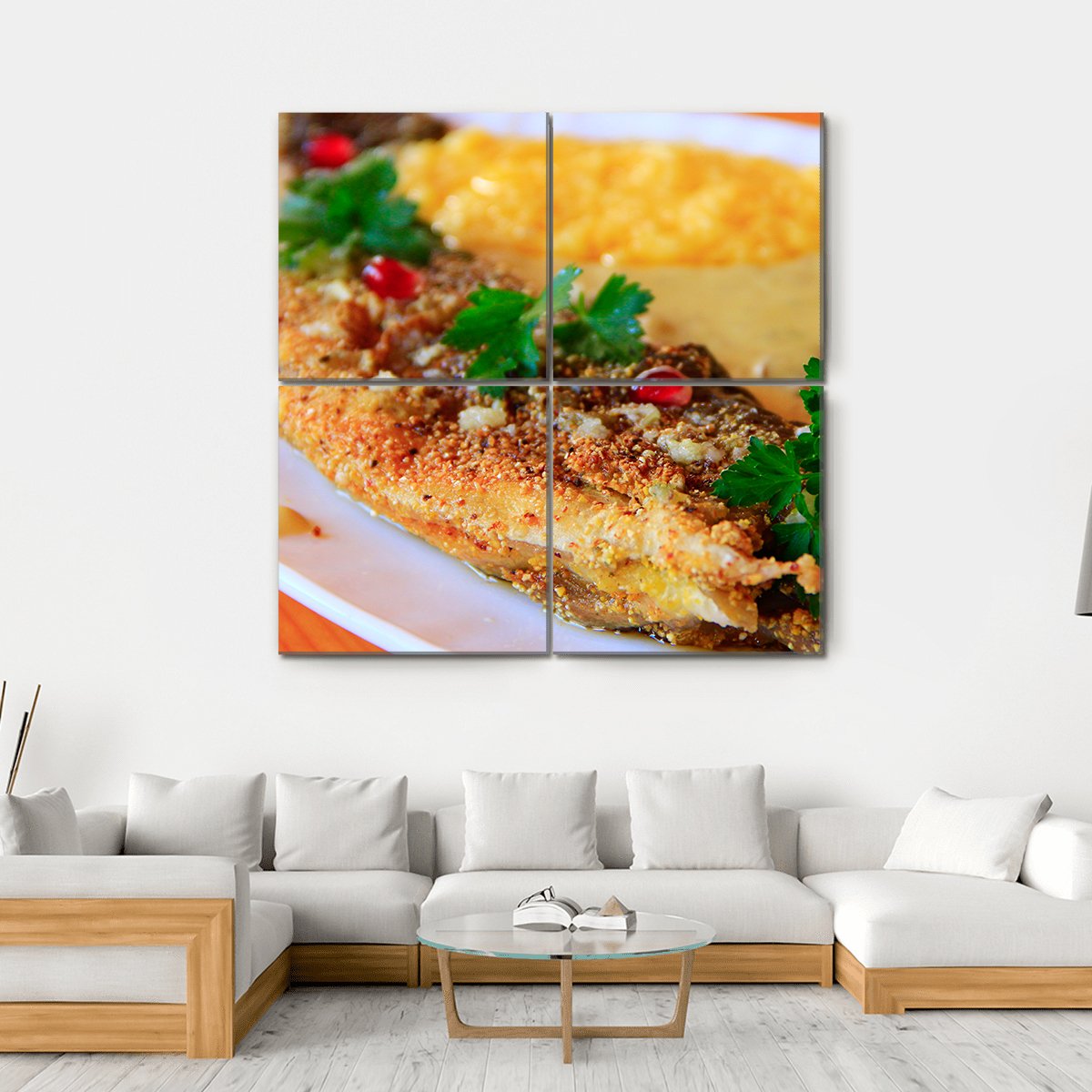 Trout Fried With Banusz Dish Canvas Wall Art-4 Square-Gallery Wrap-17" x 17"-Tiaracle