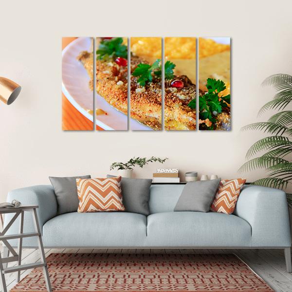 Trout Fried With Banusz Dish Canvas Wall Art-5 Horizontal-Gallery Wrap-22" x 12"-Tiaracle