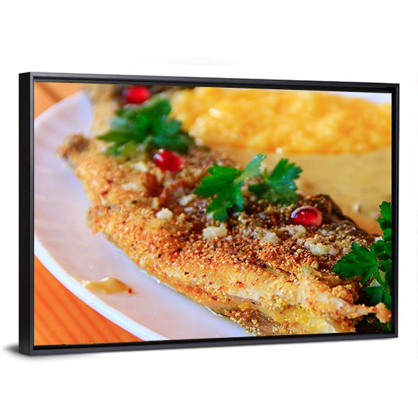 Trout Fried With Banusz Dish Canvas Wall Art-5 Horizontal-Gallery Wrap-22" x 12"-Tiaracle