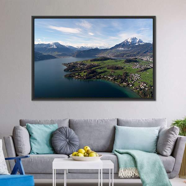 Trubsee Lake Switzerland Panoramic Canvas Wall Art-1 Piece-36" x 12"-Tiaracle