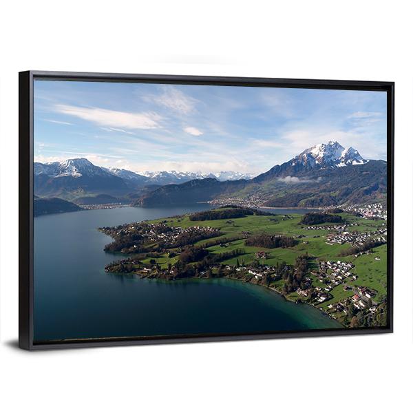 Trubsee Lake Switzerland Panoramic Canvas Wall Art-1 Piece-36" x 12"-Tiaracle