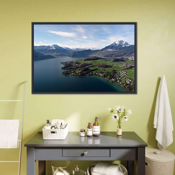 Trubsee Lake Switzerland Panoramic Canvas Wall Art-1 Piece-36" x 12"-Tiaracle