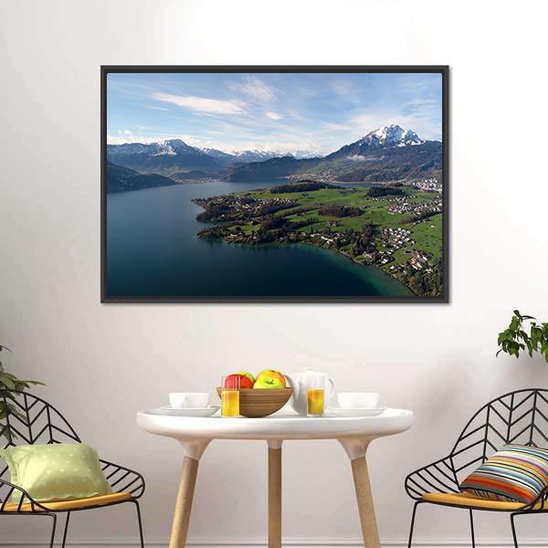Trubsee Lake Switzerland Panoramic Canvas Wall Art-1 Piece-36" x 12"-Tiaracle