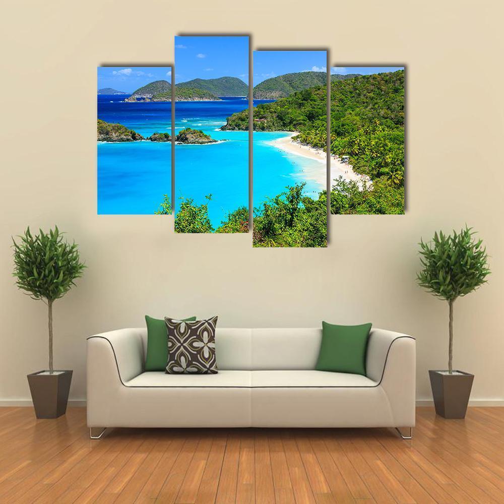 Trunk Bay On St John Island Canvas Wall Art-4 Pop-Gallery Wrap-50&quot; x 32&quot;-Tiaracle