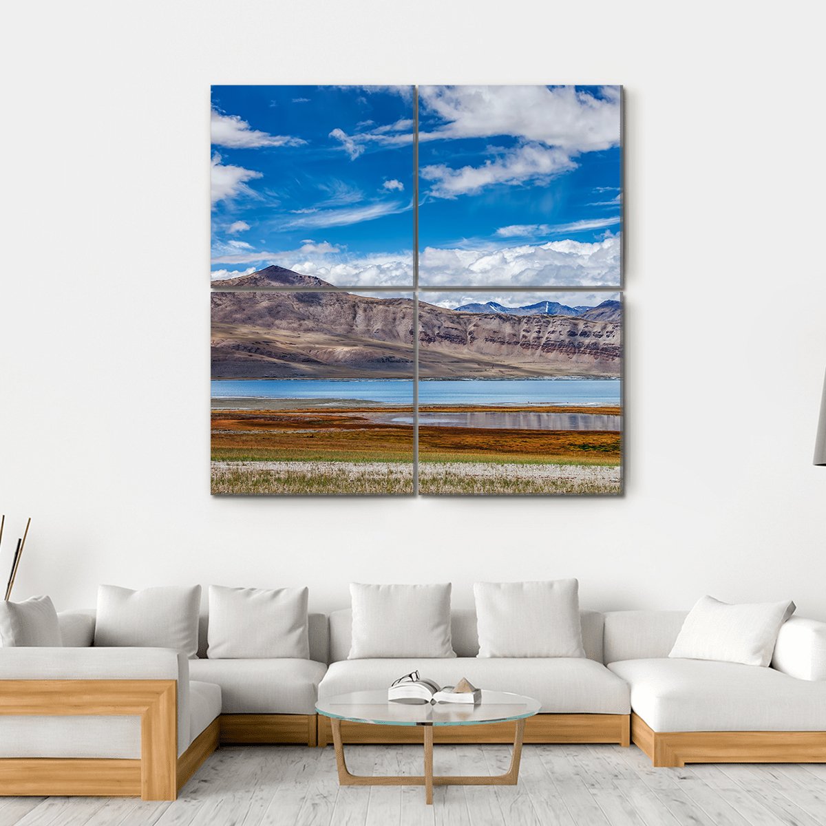 Tso Kar Fluctuating Salt Lake Canvas Wall Art-4 Square-Gallery Wrap-17" x 17"-Tiaracle
