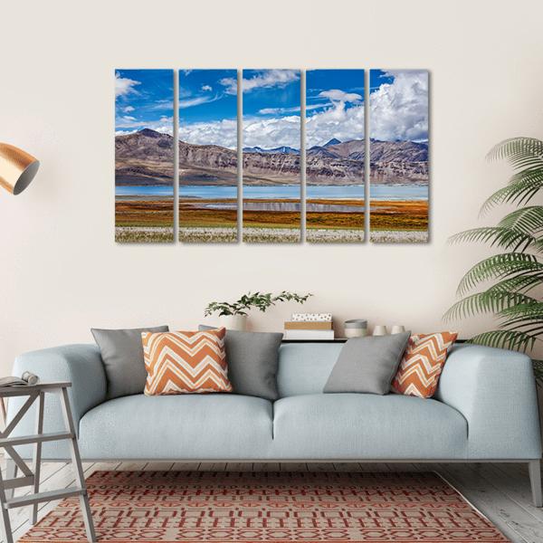 Tso Kar Fluctuating Salt Lake Canvas Wall Art-5 Horizontal-Gallery Wrap-22" x 12"-Tiaracle