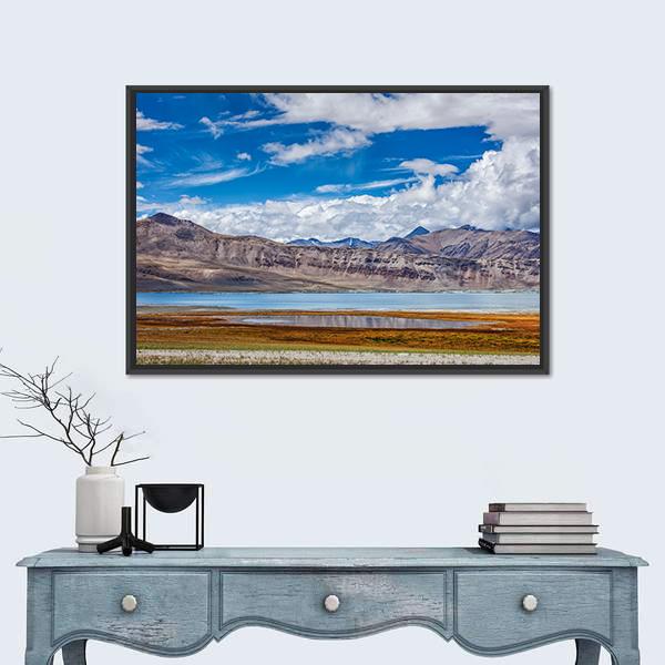 Tso Kar Fluctuating Salt Lake Canvas Wall Art-5 Horizontal-Gallery Wrap-22" x 12"-Tiaracle
