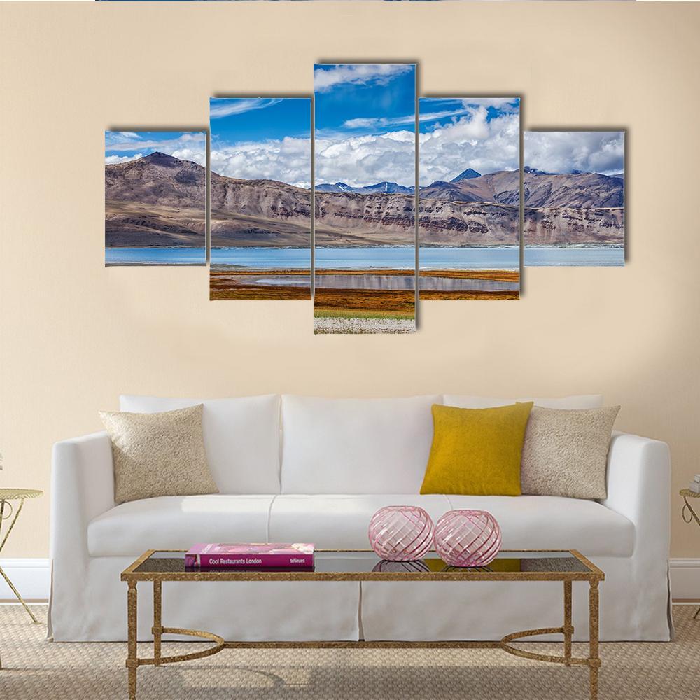Tso Kar Fluctuating Salt Lake Canvas Wall Art-5 Star-Gallery Wrap-62" x 32"-Tiaracle