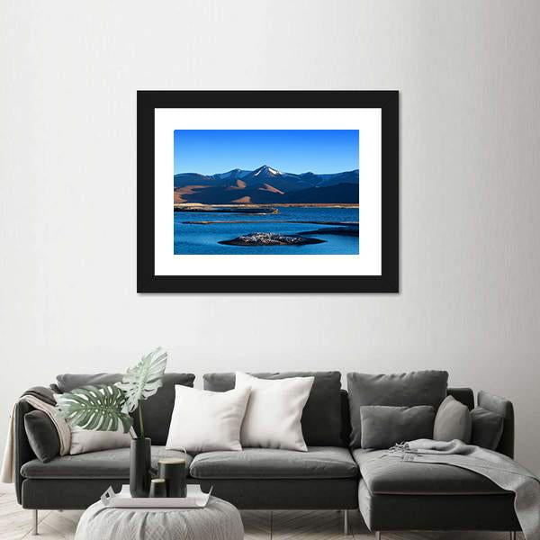 Tso Kar Salt Water Lake In Ladakh Canvas Wall Art-1 Piece-Framed Print-20" x 16"-Tiaracle