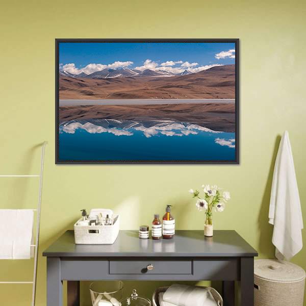 Tso Moriri Lake Canvas Wall Art-1 Piece-Floating Frame-24" x 16"-Tiaracle