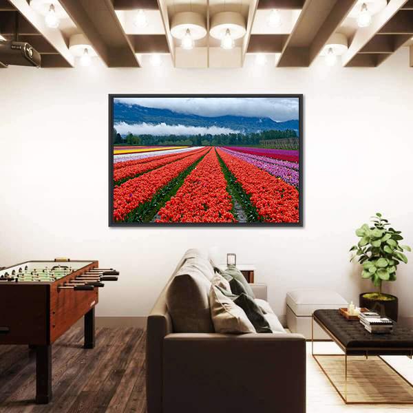 Tulip Festival In Chilliwack Panoramic Canvas Wall Art-1 Piece-36" x 12"-Tiaracle