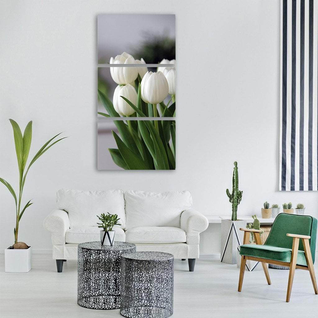 Tulip Spring Flower Vertical Canvas Wall Art-3 Vertical-Gallery Wrap-12" x 25"-Tiaracle