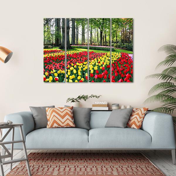 Tulips &amp; Spring Hyacinths Canvas Wall Art-4 Horizontal-Gallery Wrap-34" x 24"-Tiaracle