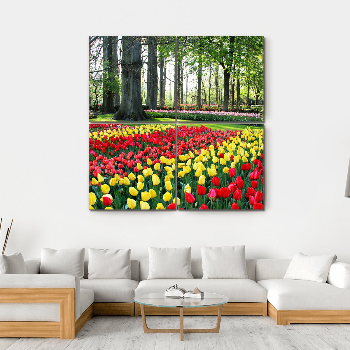 Tulips &amp; Spring Hyacinths Canvas Wall Art-4 Square-Gallery Wrap-17" x 17"-Tiaracle