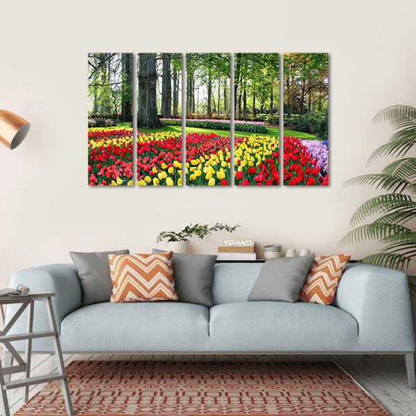 Tulips &amp; Spring Hyacinths Canvas Wall Art-5 Horizontal-Gallery Wrap-22" x 12"-Tiaracle