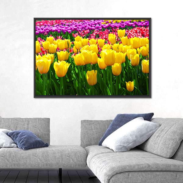 Acrylic outlet tulip flower original painting with frame for wall deco ready to hang 12*15 in