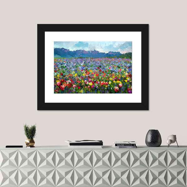 Tulips Flowers Blossom In The Meadow Canvas Wall Art-3 Horizontal-Gallery Wrap-25" x 16"-Tiaracle
