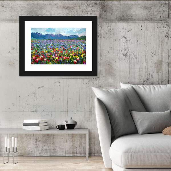 Tulips Flowers Blossom In The Meadow Canvas Wall Art-3 Horizontal-Gallery Wrap-25" x 16"-Tiaracle