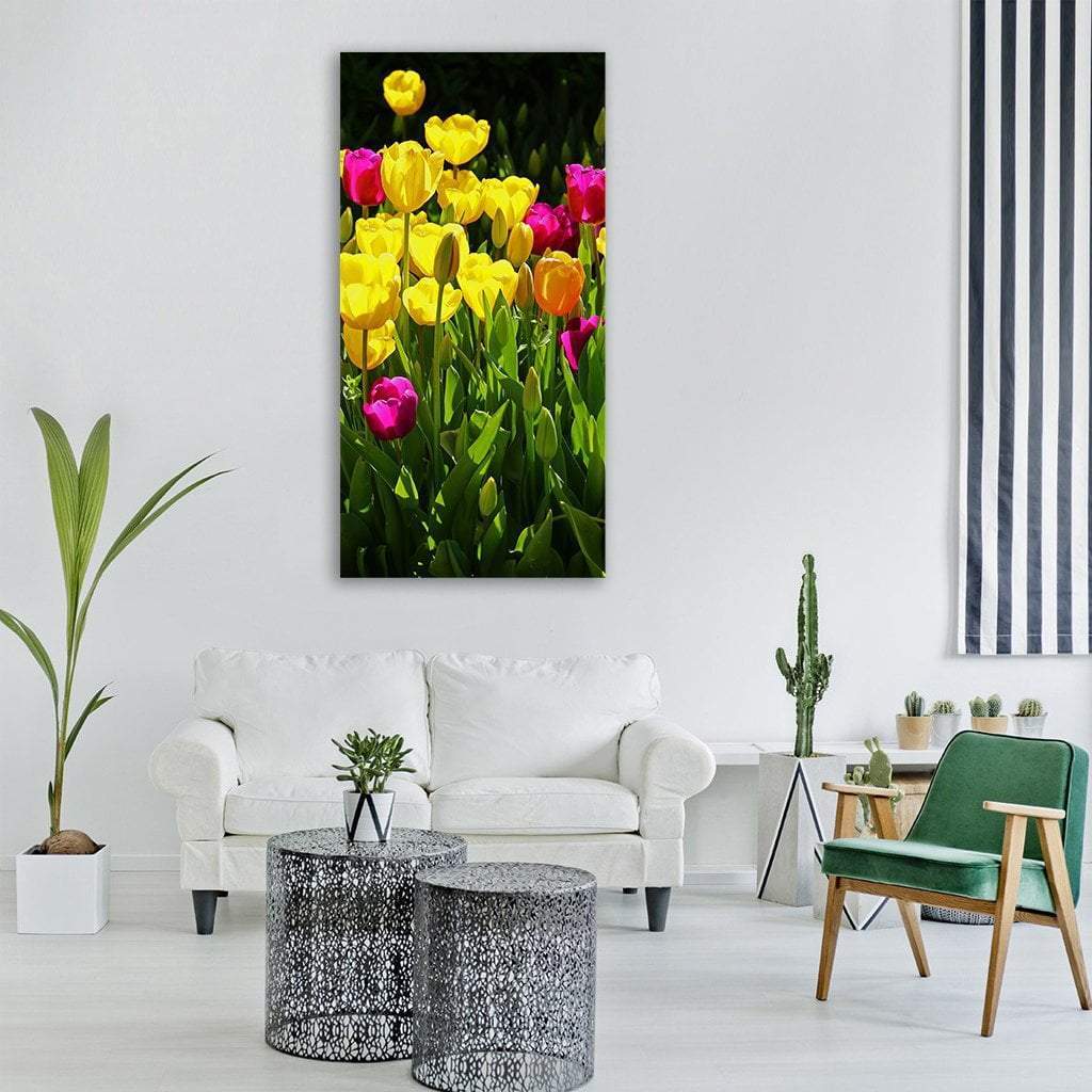 Tulips Flowers Vertical Canvas Wall Art-1 Vertical-Gallery Wrap-12" x 24"-Tiaracle