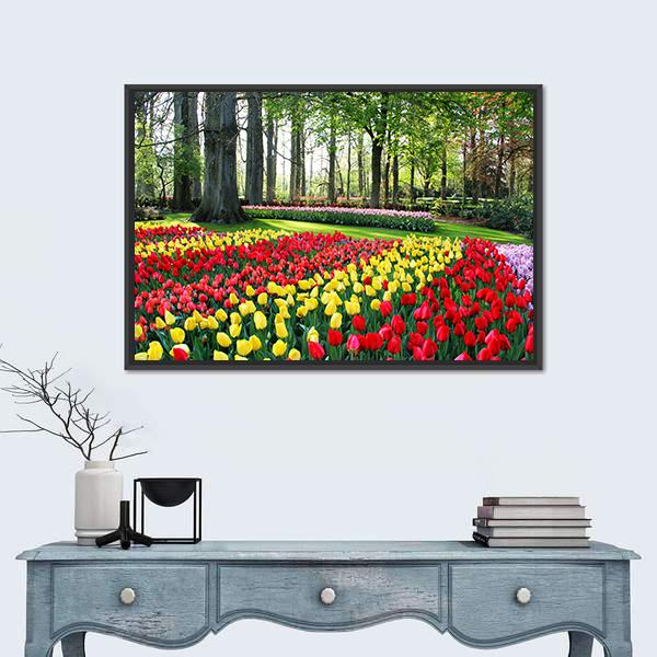 Tulips &amp; Spring Hyacinths Canvas Wall Art-5 Horizontal-Gallery Wrap-22" x 12"-Tiaracle