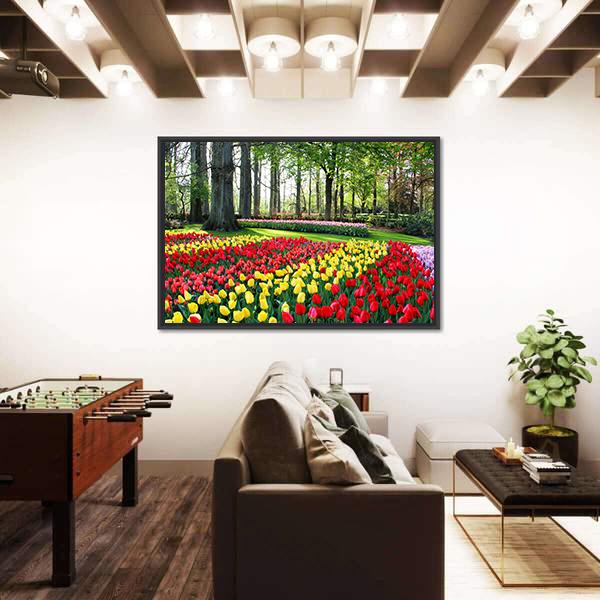 Tulips &amp; Spring Hyacinths Canvas Wall Art-3 Horizontal-Gallery Wrap-25" x 16"-Tiaracle