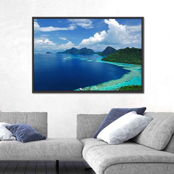 Tun Sakaran Marine Park In Tropical Island Semporna Canvas Wall Art-1 Piece-Floating Frame-24" x 16"-Tiaracle