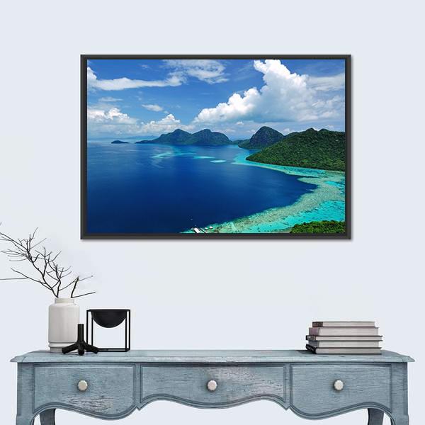 Tun Sakaran Marine Park In Tropical Island Semporna Canvas Wall Art-3 Horizontal-Gallery Wrap-25" x 16"-Tiaracle