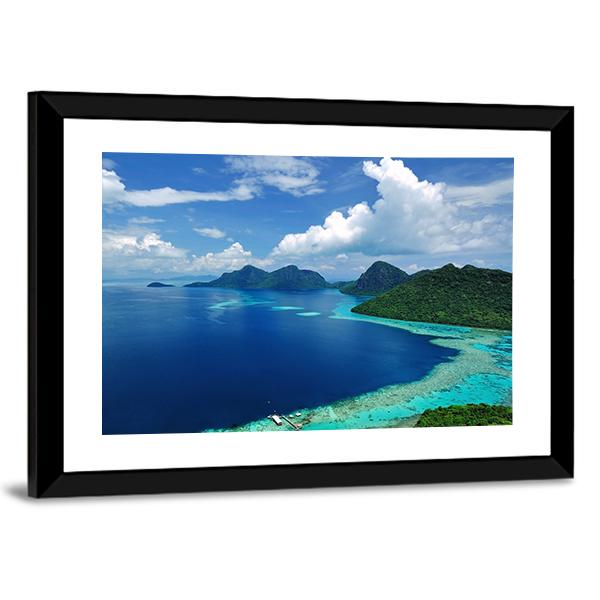 Tun Sakaran Marine Park In Tropical Island Semporna Canvas Wall Art-3 Horizontal-Gallery Wrap-25" x 16"-Tiaracle