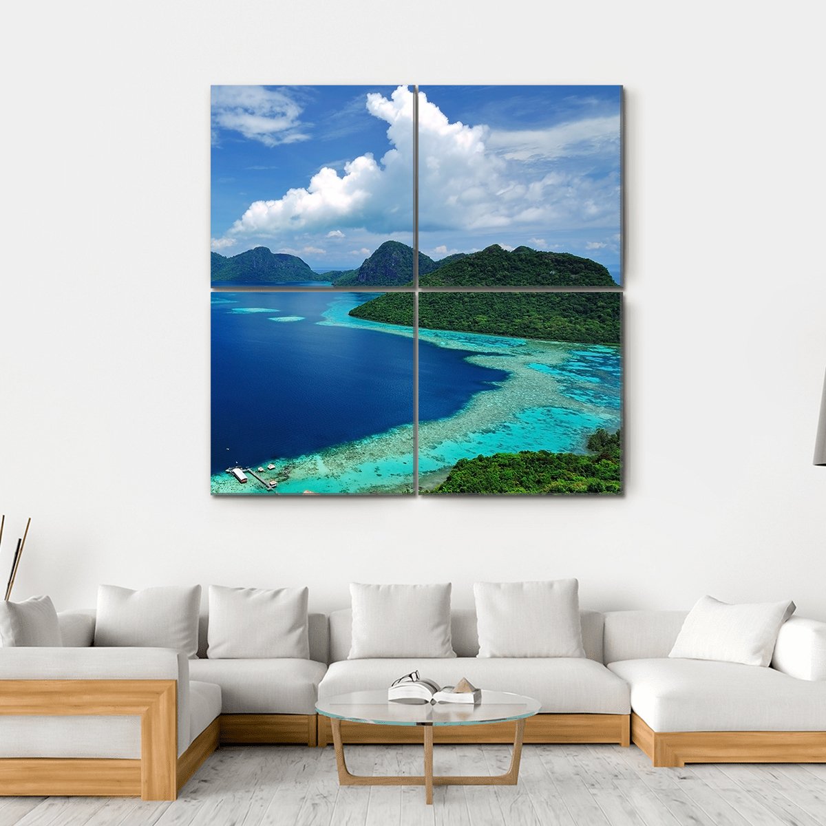 Tun Sakaran Marine Park In Tropical Island Semporna Canvas Wall Art-4 Square-Gallery Wrap-17" x 17"-Tiaracle