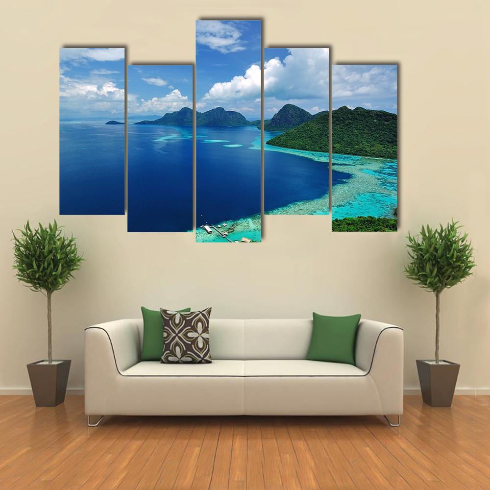 Tun Sakaran Marine Park In Tropical Island Semporna Canvas Wall Art-5 Pop-Gallery Wrap-47" x 32"-Tiaracle