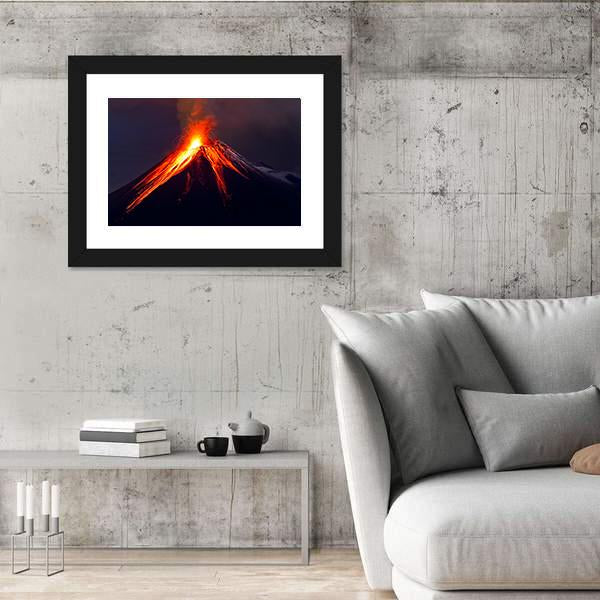 Tungurahua Volcano Eruption At Night Canvas Wall Art-5 Horizontal-Gallery Wrap-22" x 12"-Tiaracle