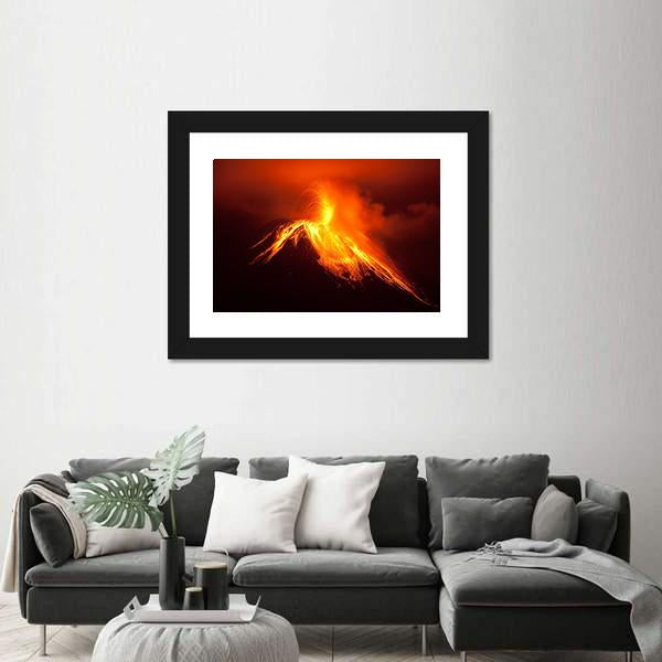 Tungurahua Volcano Eruption Canvas Wall Art-1 Piece-Framed Print-20" x 16"-Tiaracle