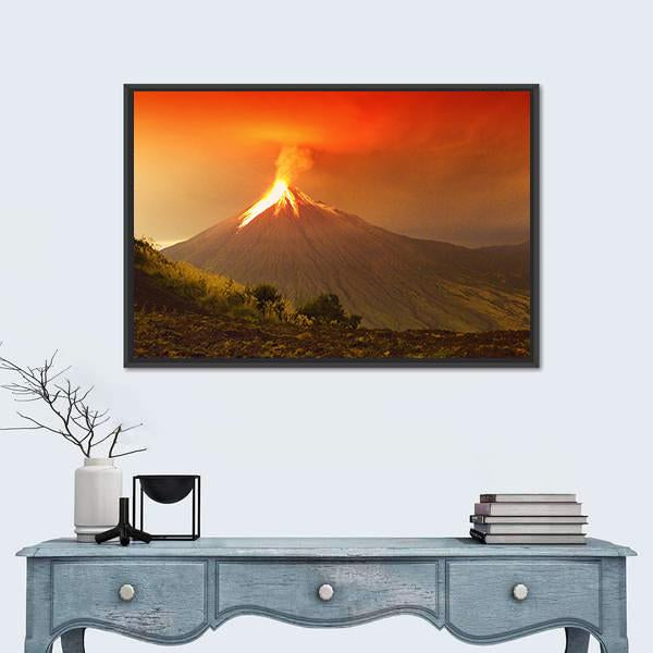 Tungurahua Volcano Exploding Canvas Wall Art-5 Horizontal-Gallery Wrap-22" x 12"-Tiaracle