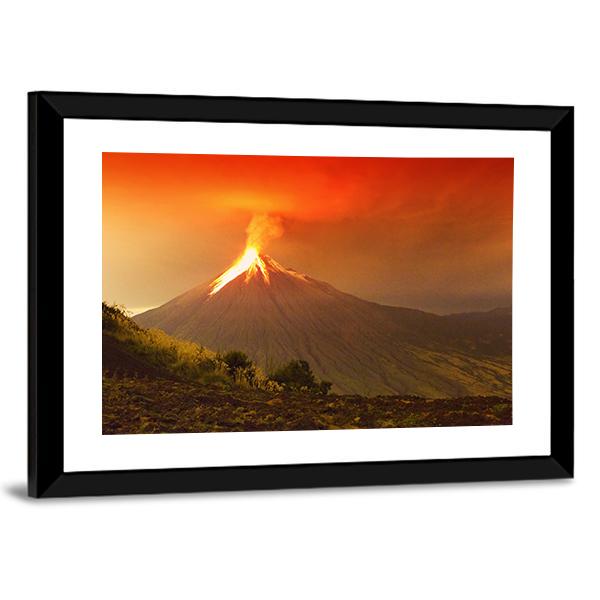 Tungurahua Volcano Exploding Canvas Wall Art-5 Horizontal-Gallery Wrap-22" x 12"-Tiaracle