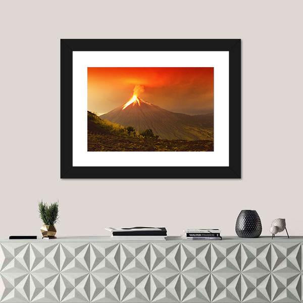 Tungurahua Volcano Exploding Canvas Wall Art-5 Horizontal-Gallery Wrap-22" x 12"-Tiaracle