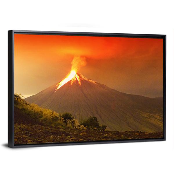 Tungurahua Volcano Exploding Canvas Wall Art-5 Horizontal-Gallery Wrap-22" x 12"-Tiaracle
