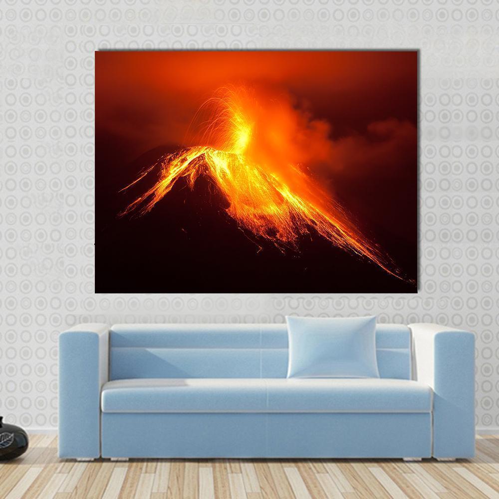Tungurahua Volcano Eruption Canvas Wall Art-1 Piece-Gallery Wrap-36" x 24"-Tiaracle