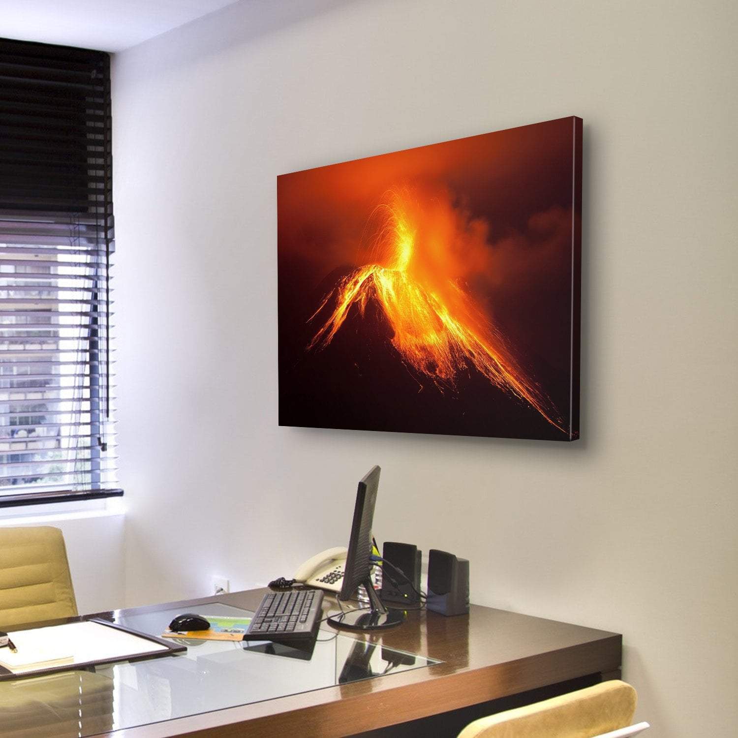 Tungurahua Volcano Eruption Canvas Wall Art-5 Pop-Gallery Wrap-47" x 32"-Tiaracle