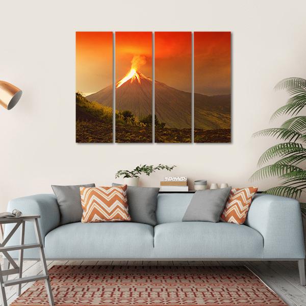 Tungurahua Volcano Exploding Canvas Wall Art-4 Horizontal-Gallery Wrap-34" x 24"-Tiaracle