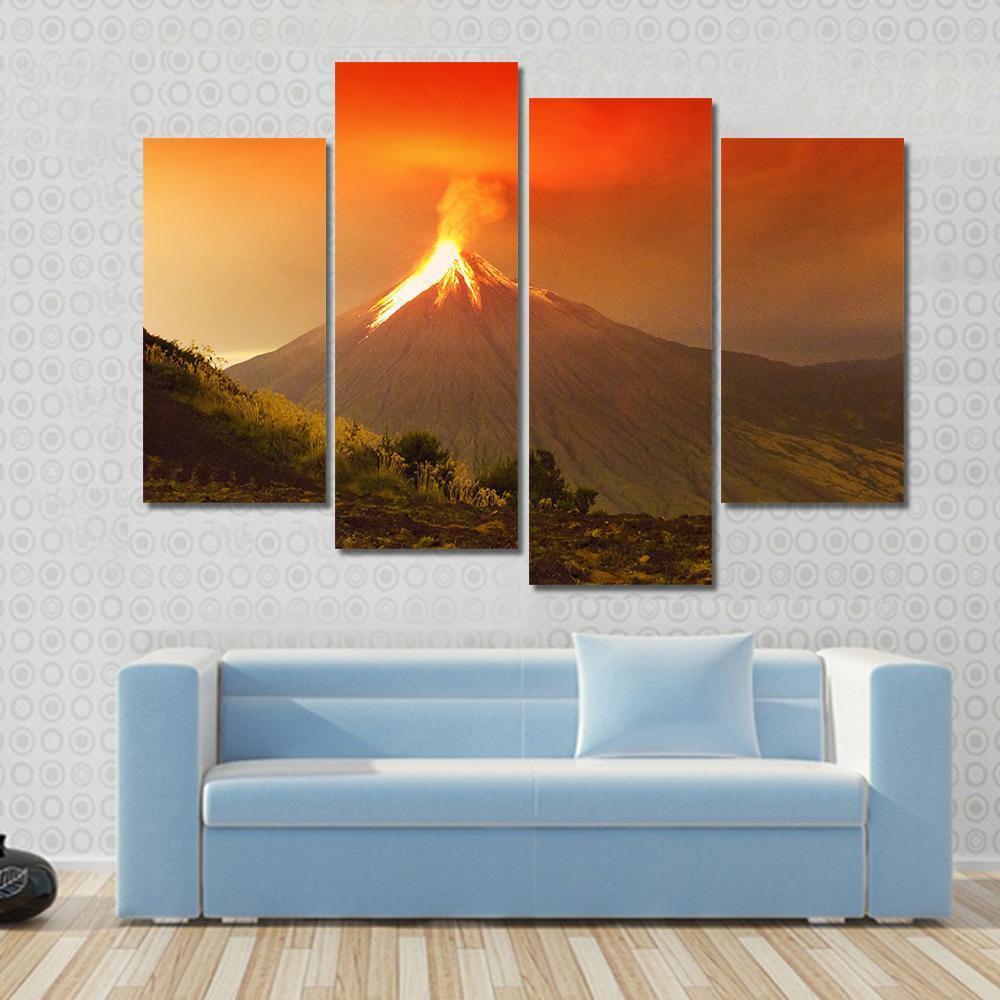 Tungurahua Volcano Exploding Canvas Wall Art-3 Horizontal-Gallery Wrap-25" x 16"-Tiaracle
