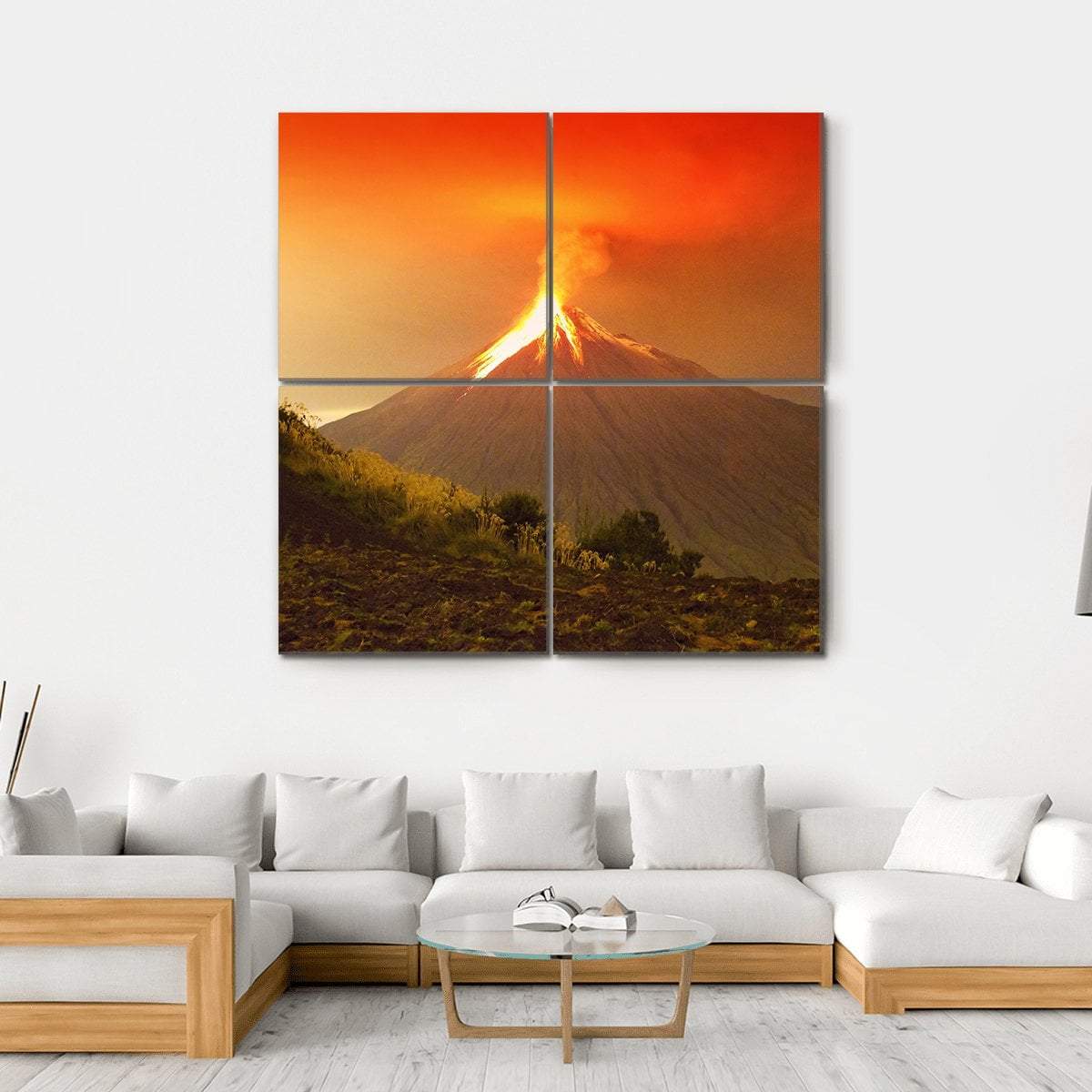 Tungurahua Volcano Exploding Canvas Wall Art-4 Square-Gallery Wrap-17" x 17"-Tiaracle