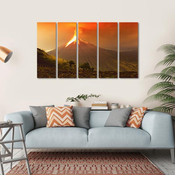 Tungurahua Volcano Exploding Canvas Wall Art-5 Horizontal-Gallery Wrap-22" x 12"-Tiaracle